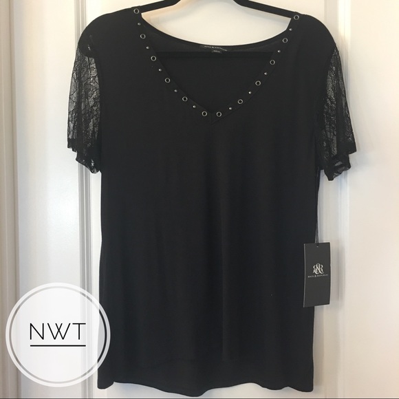 Rock & Republic Tops - ⤵️$25 NWT Rock & Republic Black Top w Lace Sleeves